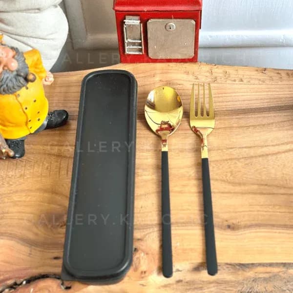 ست قاشق و چنگال استیل رنگ طلایی