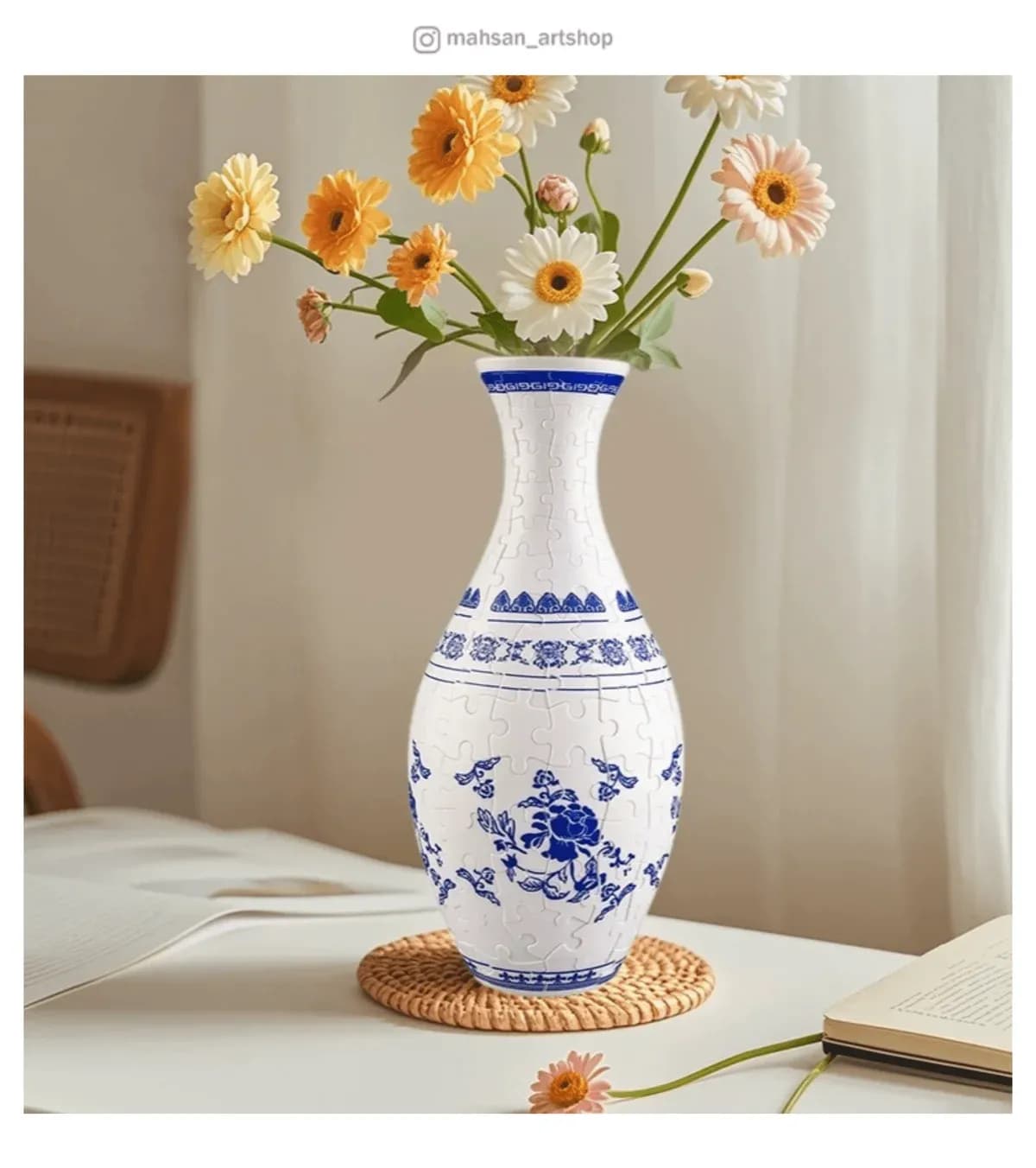 پازل سه بعدی گلدان طرح مینیمال (قابل استفاده برای گل طبیعی)