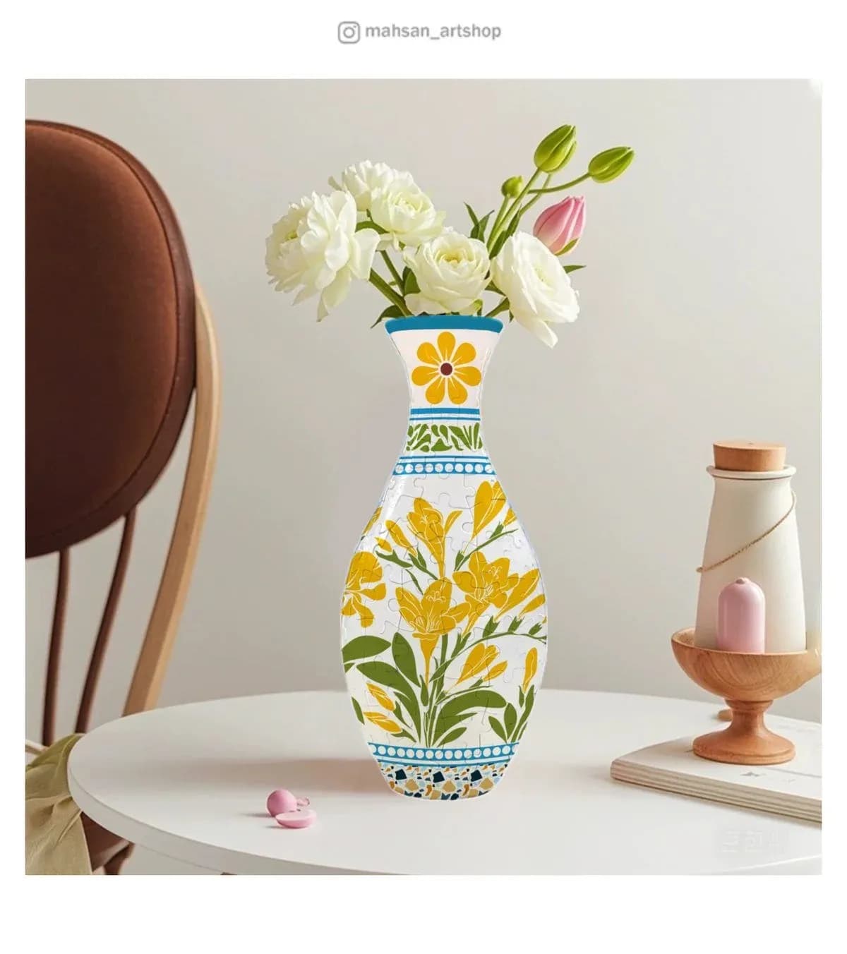 پازل سه بعدی گلدان طرح زنبق (قابل استفاده برای گل طبیعی)