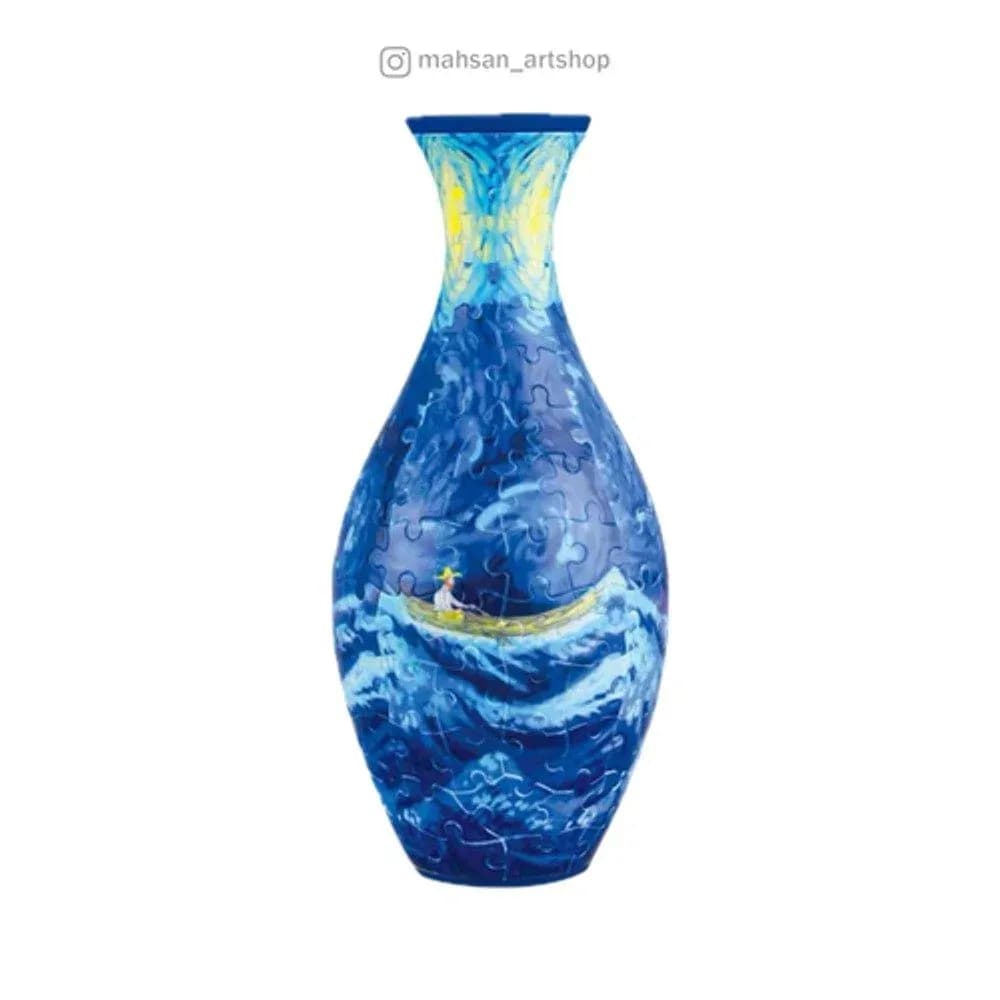پازل سه بعدی گلدان طرح ونگوگ (قابل استفاده برای گل طبیعی)