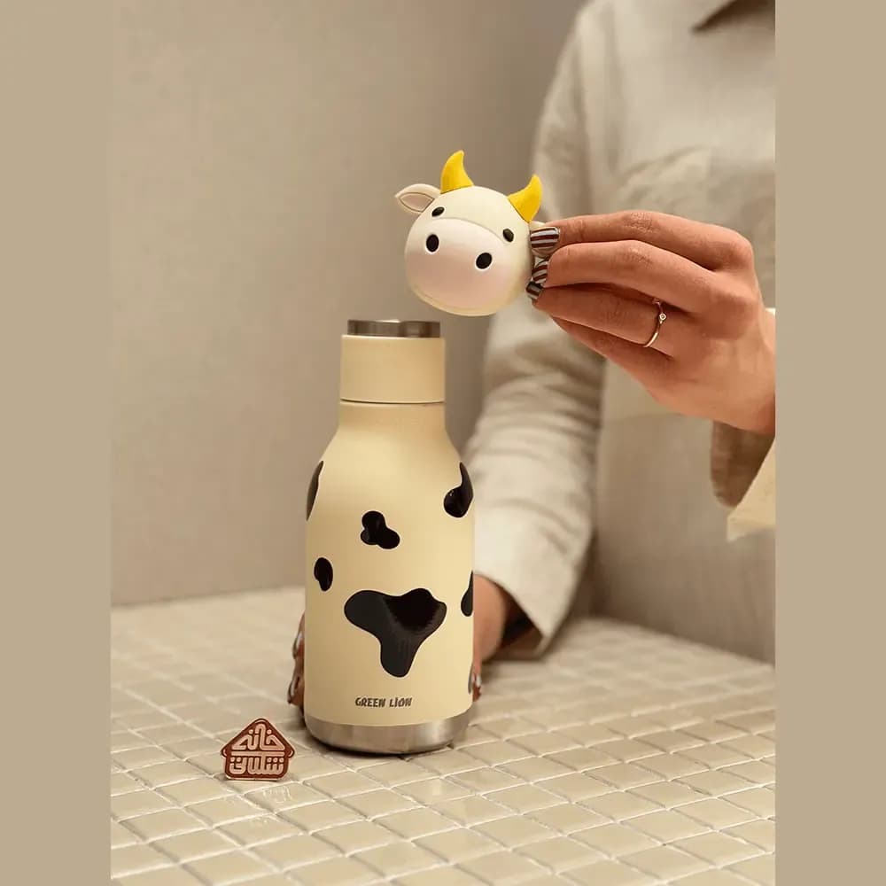 بطری دوحالته استیل طرح گاو