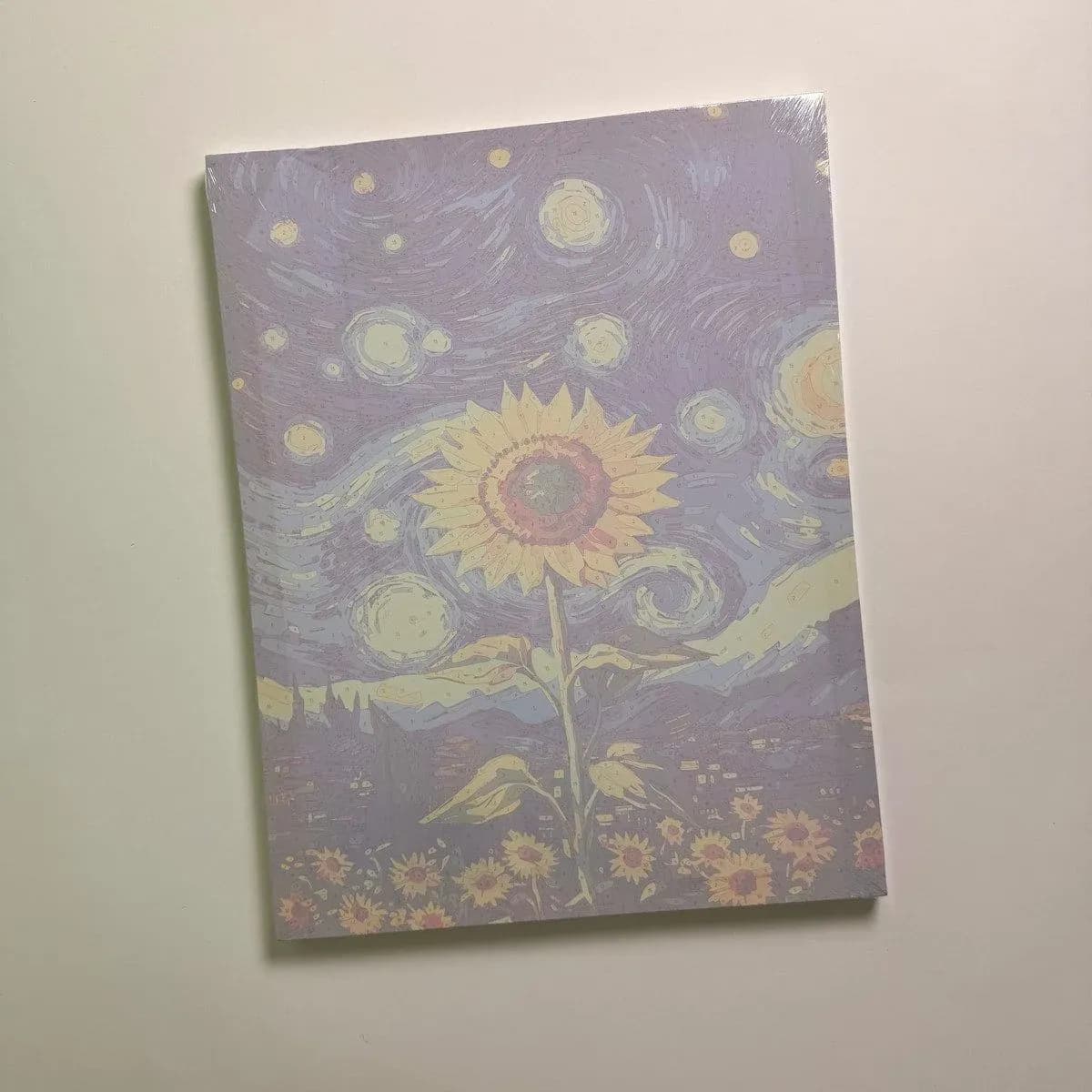 بوم رنگ‌آمیزی با اعداد طرح شب پرستاره ونگوگ (همراه رنگ و قلمو)